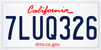 CA license plate 7LUQ326