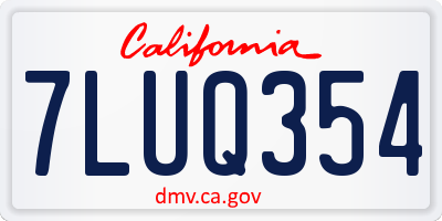 CA license plate 7LUQ354