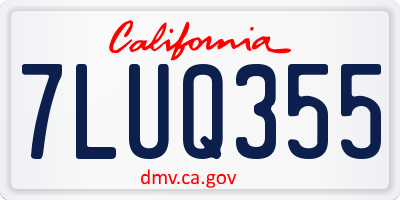 CA license plate 7LUQ355