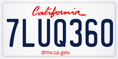 CA license plate 7LUQ360