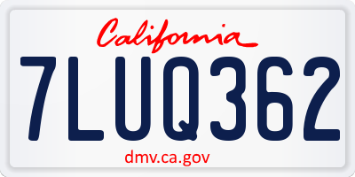 CA license plate 7LUQ362