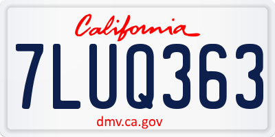 CA license plate 7LUQ363