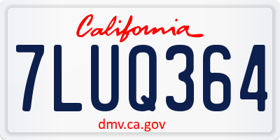 CA license plate 7LUQ364