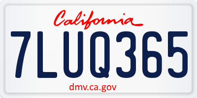 CA license plate 7LUQ365