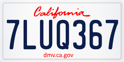 CA license plate 7LUQ367