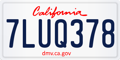 CA license plate 7LUQ378