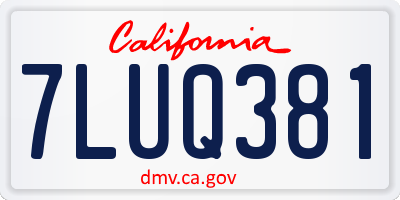 CA license plate 7LUQ381