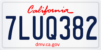 CA license plate 7LUQ382