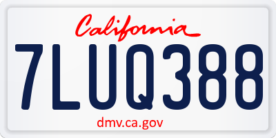 CA license plate 7LUQ388