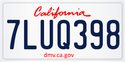 CA license plate 7LUQ398
