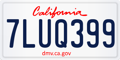 CA license plate 7LUQ399