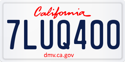CA license plate 7LUQ400