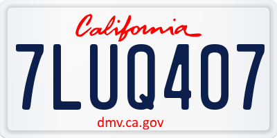CA license plate 7LUQ407