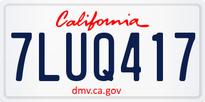 CA license plate 7LUQ417