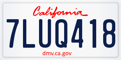 CA license plate 7LUQ418