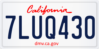 CA license plate 7LUQ430