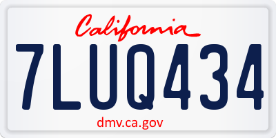 CA license plate 7LUQ434