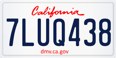 CA license plate 7LUQ438