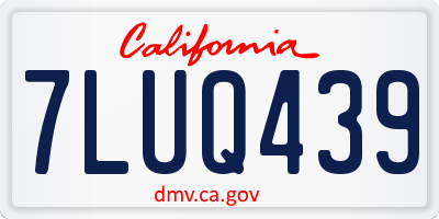 CA license plate 7LUQ439