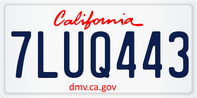 CA license plate 7LUQ443