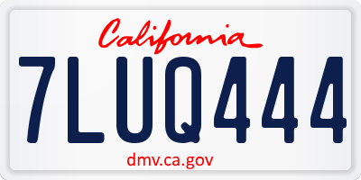 CA license plate 7LUQ444