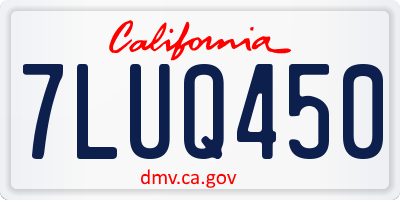 CA license plate 7LUQ450