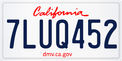 CA license plate 7LUQ452