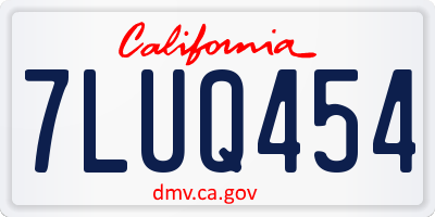 CA license plate 7LUQ454