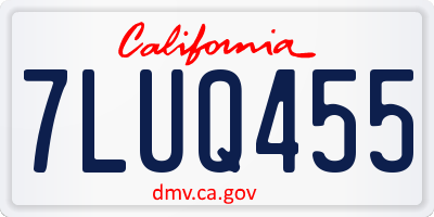 CA license plate 7LUQ455
