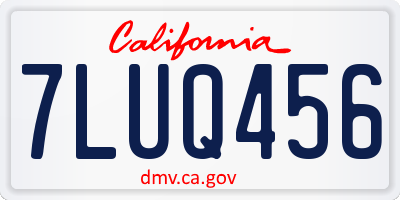 CA license plate 7LUQ456