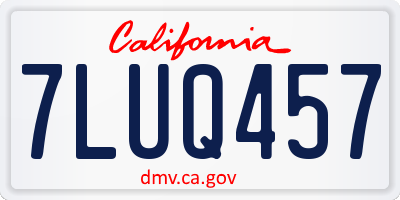 CA license plate 7LUQ457