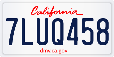 CA license plate 7LUQ458