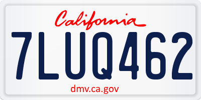 CA license plate 7LUQ462