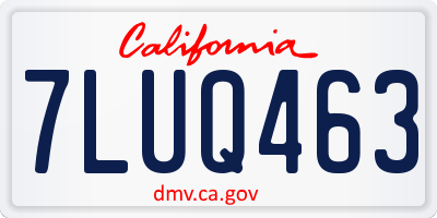 CA license plate 7LUQ463