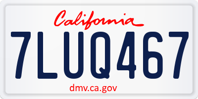CA license plate 7LUQ467