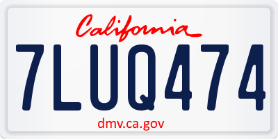 CA license plate 7LUQ474