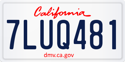 CA license plate 7LUQ481