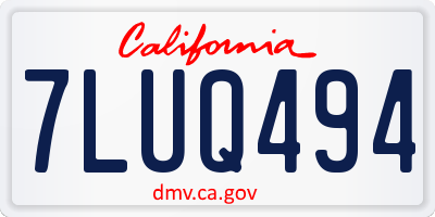 CA license plate 7LUQ494
