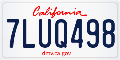 CA license plate 7LUQ498