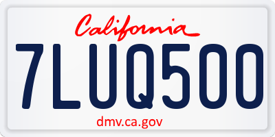 CA license plate 7LUQ500
