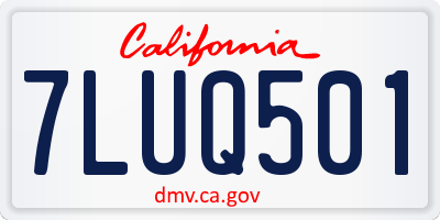 CA license plate 7LUQ501