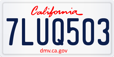 CA license plate 7LUQ503
