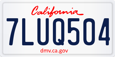 CA license plate 7LUQ504