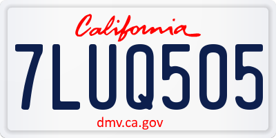 CA license plate 7LUQ505