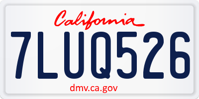 CA license plate 7LUQ526
