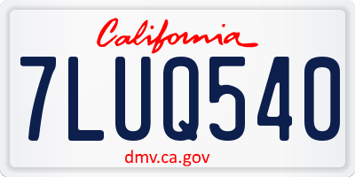 CA license plate 7LUQ540