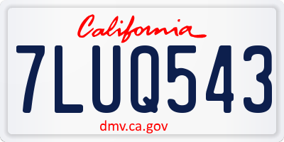 CA license plate 7LUQ543