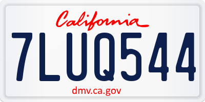 CA license plate 7LUQ544