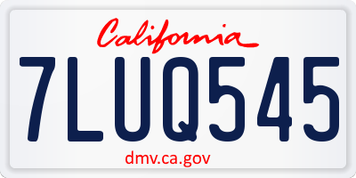 CA license plate 7LUQ545