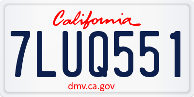 CA license plate 7LUQ551